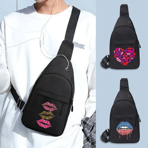 Chest Bags Crossbody with USB Charging Earphones Hole