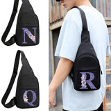 Purple Floral Letter Print Waist Bag Women's Chest Pack Travel Hip Bum Bag