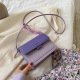 Leather Shoulder Crossbody Bag Chain Flap Top Bag