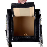 Cubic Shape Box Women Handbags Chains Tote Pu Leather Messenger Bag