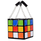 Cubic Shape Women Handbags Chains Totes Pu Leather Messenger Bag