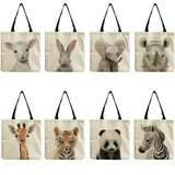 Cartoon Animal Print Bag for Women Large Capacity Lazy Style Shopper Bag