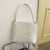Plaid Diamond Bucket Bag Women Shoulder Bag Large Capacity Tote Crossbody