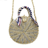 Vintage Rattan Woven Round Handbag Straw Messenger Bag