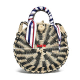 Vintage Rattan Woven Round Handbag Straw Messenger Bag