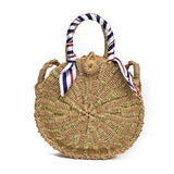 Vintage Rattan Woven Round Handbag Straw Messenger Bag