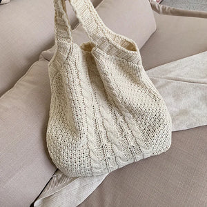 Large Capacity Knitting Shopping Bag Portable Wool Bag Women Totes Purses