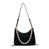 PU Leather Shoulder Bag For Women Pearls Chains Messenger Bags