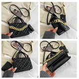 Women's Small Crossbody Shoulder Bag with Purse and Chains