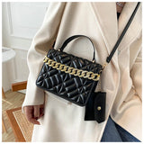 Women's Small Crossbody Shoulder Bag with Purse and Chains