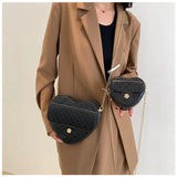 Plaid Shoulder Bag Heart Shape PU Leather Handbags Small Crossbody Clutch