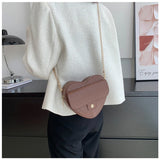 Plaid Shoulder Bag Heart Shape PU Leather Handbags Small Crossbody Clutch