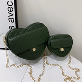 Plaid Shoulder Bag Heart Shape PU Leather Handbags Small Crossbody Clutch