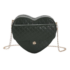 Plaid Shoulder Bag Heart Shape PU Leather Handbags Small Crossbody Clutch