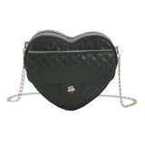 Plaid Shoulder Bag Heart Shape PU Leather Handbags Small Crossbody Clutch