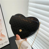 Plaid Shoulder Bag Heart Shape PU Leather Handbags Small Crossbody Clutch
