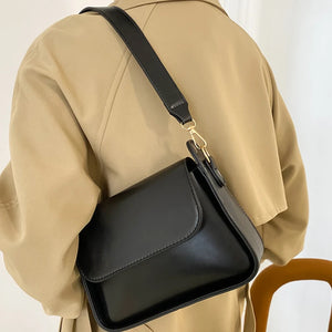 Small Flap Shoulder Bags Solid Pu Leather Handbag Clutch Lady Crossbody