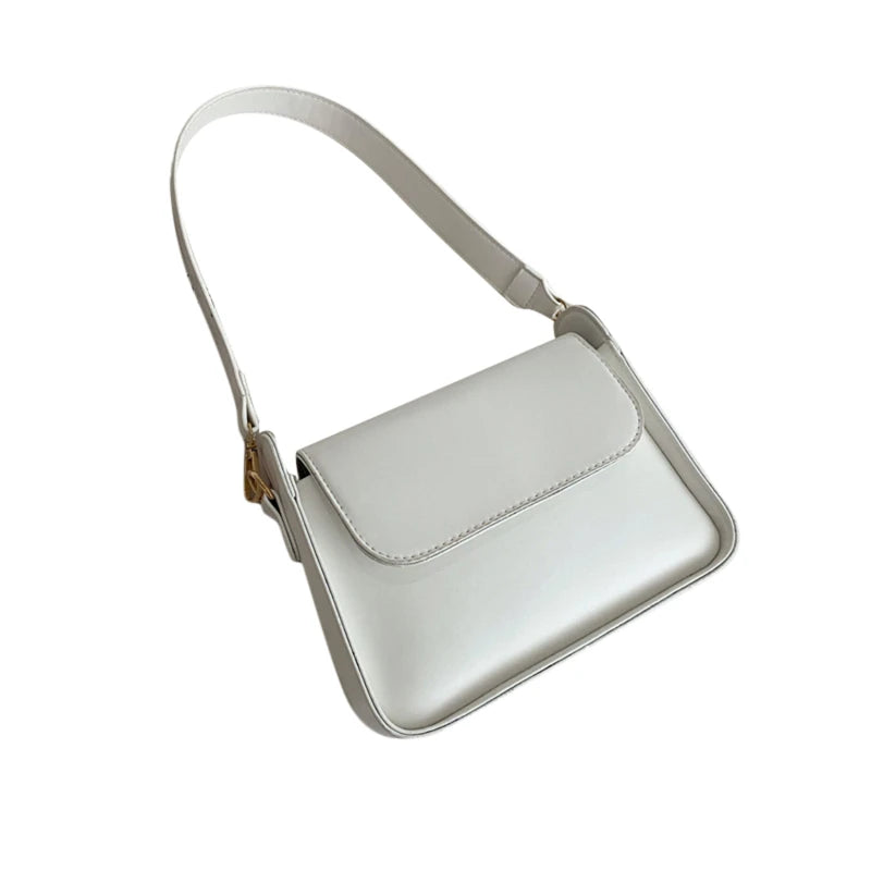 Women's Solid PU Leather Flap Shoulder Bag