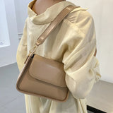 Women's Solid PU Leather Flap Shoulder Bag