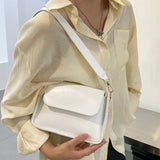 Women's Solid PU Leather Flap Shoulder Bag