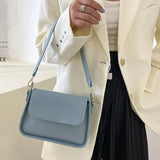 Women's Solid PU Leather Flap Shoulder Bag