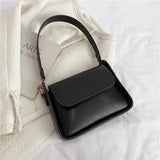 Small Flap Shoulder Bag Solid PU Leather Handbag Lady Clutch Crossbody Purse