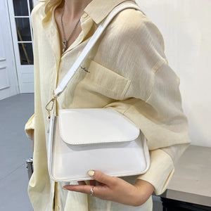 Women's Small Flap Shoulder Bag Solid PU Leather Handbag Crossbody Purse