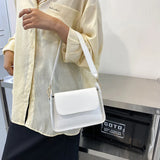 Small Flap Shoulder Bag Solid PU Leather Handbag Clutch Lady Crossbody Purse