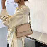 Small Flap Shoulder Bag Solid Pu Leather Handbag Clutch Crossbody Purse