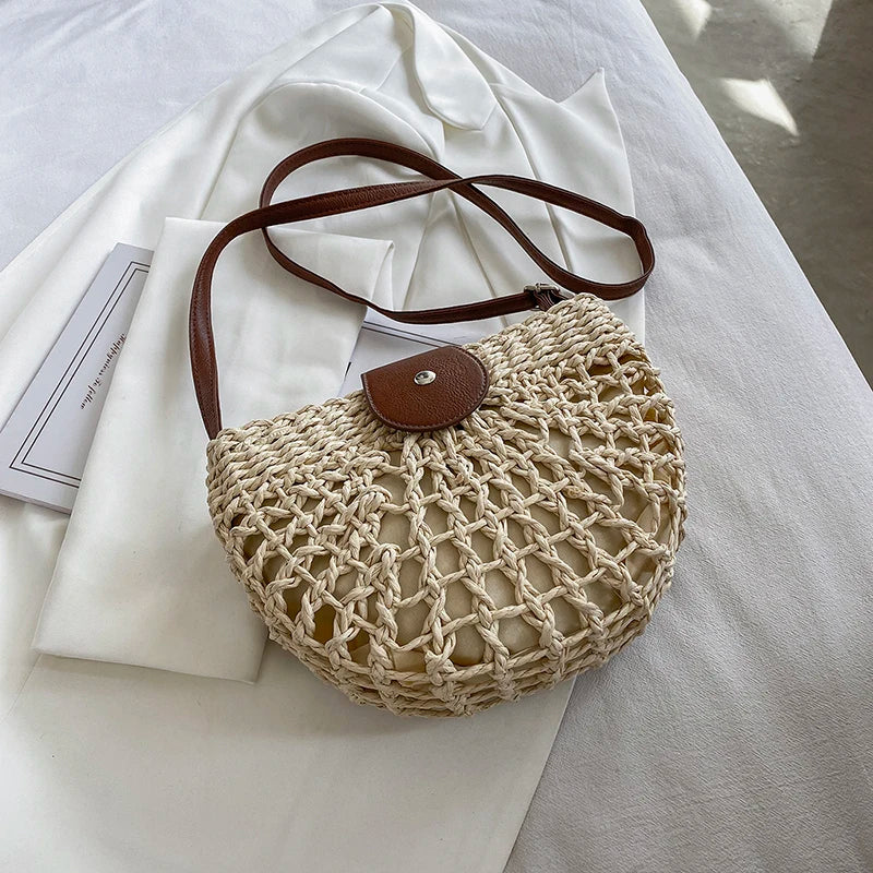 Straw Handbags For Women Large Capacity Crossbody Shoulder Woven Bags