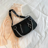 Waterproof Nylon Shoulder Bag for Women with Chains
