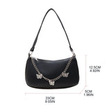 Women Butterfly Chain Shoulder Bag PU Leather All-matching Underarm Bag