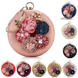 Round Flower Evening Bag Wedding Clutch Handbag