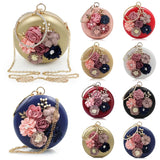 Round Flower Evening Bag Wedding Clutch Handbag