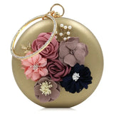 Round Flower Evening Bag Wedding Clutch Handbag