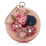 Round Flower Evening Bag Wedding Clutch Handbag