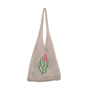 Women Knitted Shoulder Bag Large Capacity Mesh Summer Casual