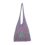 Women Knitted Shoulder Bag Large Capacity Mesh Summer Casual