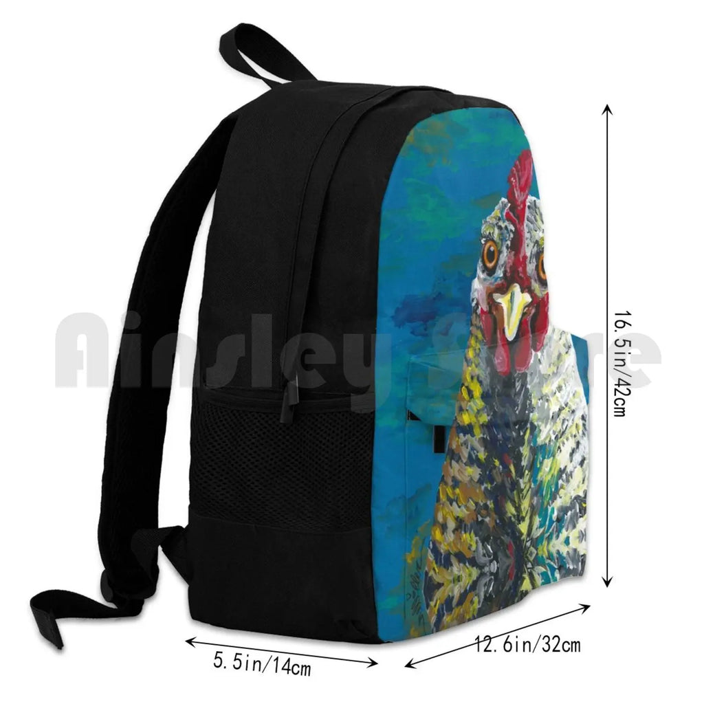 Colorful Hen Art Outdoor Hiking Backpack Riding Climbing Sports Bag