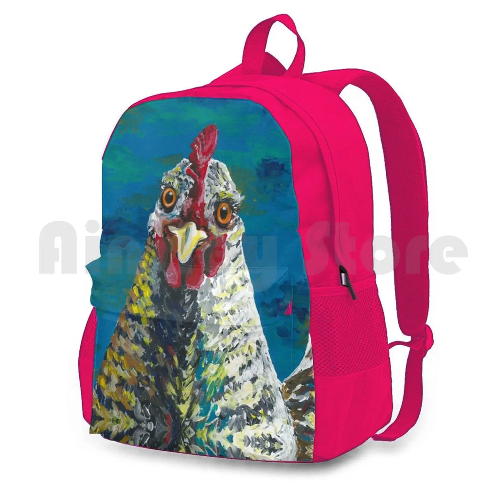 Colorful Hen Art Outdoor Hiking Backpack Riding Climbing Sports Bag