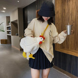 Chicken Purse Crossbody Bag Plush Animal Shoulder Bag Girls Clutch Messenger Bag