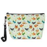 Chicken & Flower Print Makeup Bag - Travel Toiletries Organizer