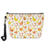 Chicken & Flower Print Makeup Bag - Travel Toiletries Organizer