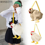 Chicken Shape Crossbody Purse Soft Fleece Shoulder Bag
