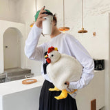 Chicken Shape Crossbody Purse Soft Fleece Shoulder Bag