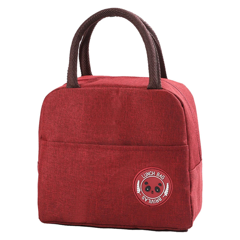 Child Food Cooler Insulated Lunch Bag Canvas Handbag Whitemarble Letter Series
