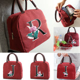 Child Food Cooler Insulated Lunch Bag Canvas Handbag Whitemarble Letter Series