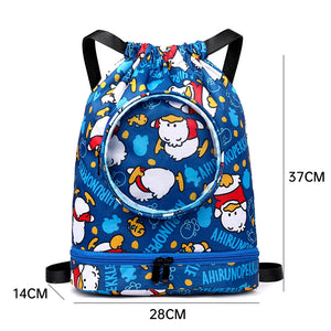Kids Swimming Backpack Waterproof Cartoon Sports Bag Large Capacity