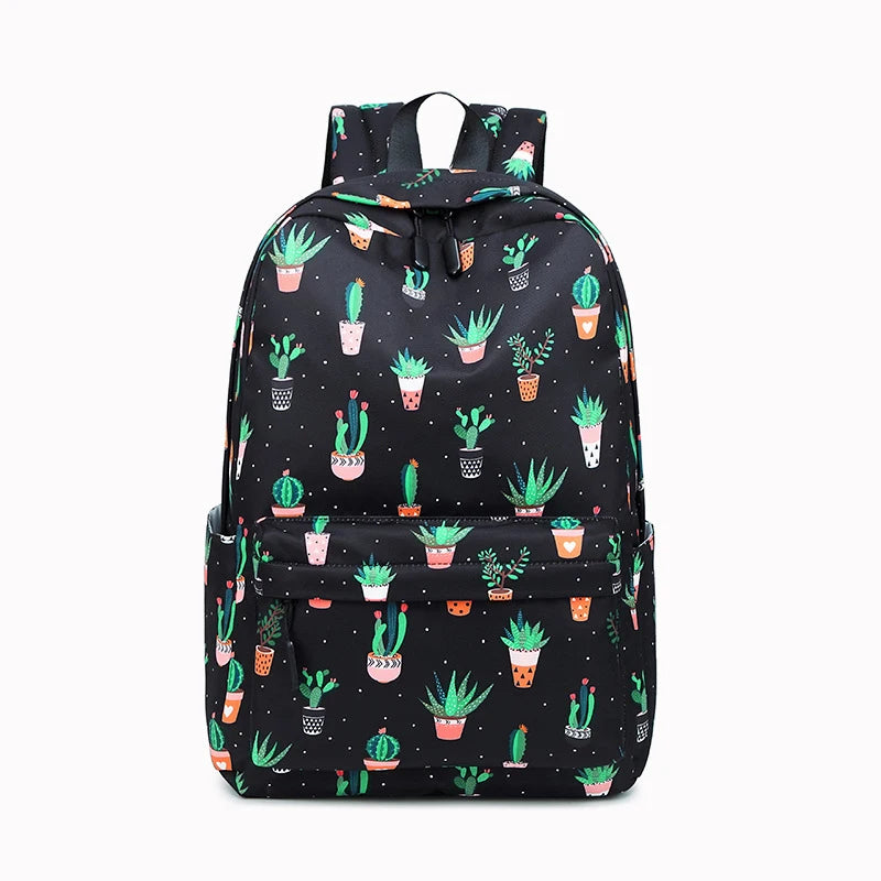 Printed Nylon Kids School Backpack - Large Capacity