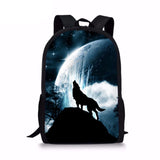 Kids Wolf Pattern School Backpack Mochila